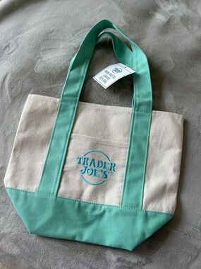 Trader Joe’s Mini Canvas Tote Bag in Mint Green